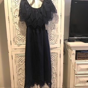 Eva Mendez navy lace trimmed summer dress NWT XL